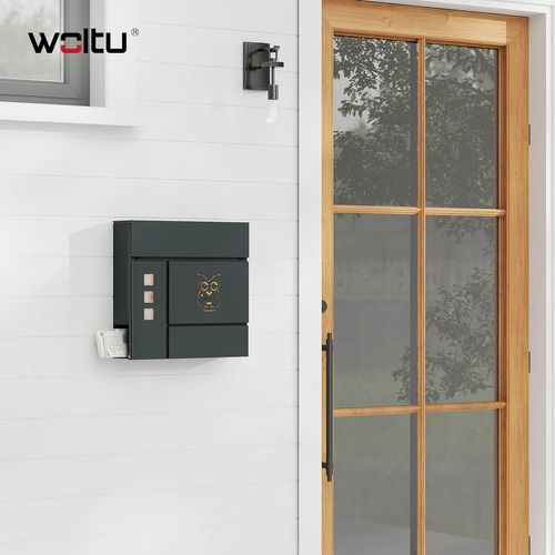 Boîte Aux Lettres Avec Serrure, Fenêtres D'observation,couvercle Rabattable,37x10,5x37cm,anthracite