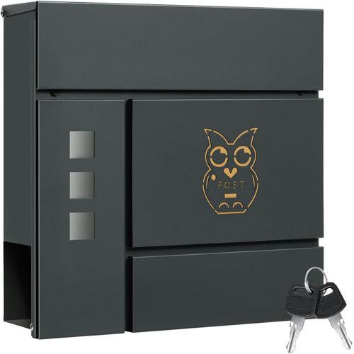 Boîte Aux Lettres Avec Serrure, Fenêtres D'observation,couvercle Rabattable,37x10,5x37cm,anthracite