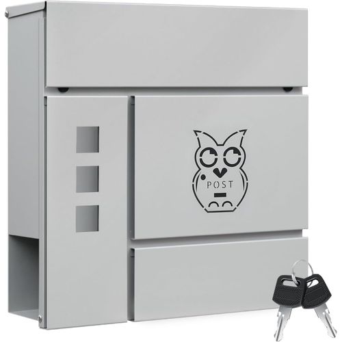 Boîte Aux Lettres Avec Serrure, Fenêtres D'observation, Couvercle Rabattable, 37x10,5x37cm, Gris