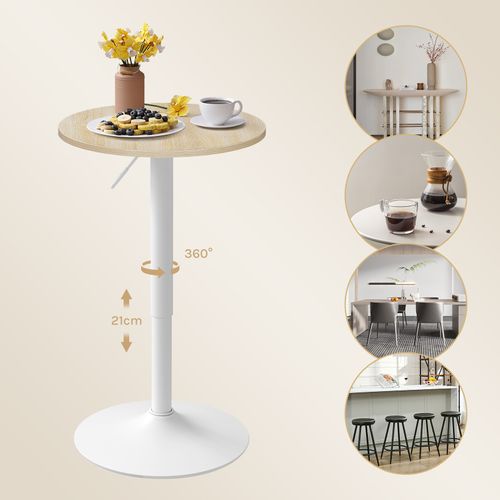 Table Bar Ronde, Table Haute Mange Debout Avec Plateau Pivotante, Base En Acier, Hauteur Réglable