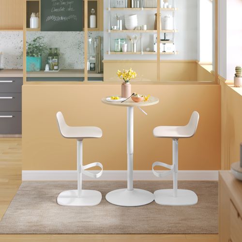 Table Bar Ronde, Table Haute Mange Debout Avec Plateau Pivotante, Base En Acier, Hauteur Réglable