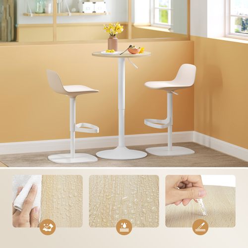 Table Bar Ronde, Table Haute Mange Debout Avec Plateau Pivotante, Base En Acier, Hauteur Réglable
