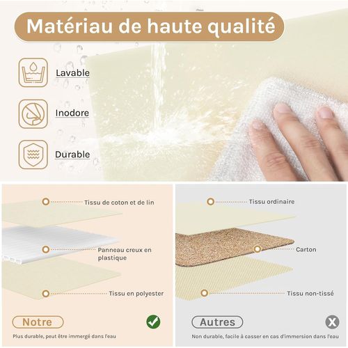 Boîte De Rangement Avec Couvercle Amovible,pliable,coffre En Tissu,avec Poignée,crème,43x33x26cm