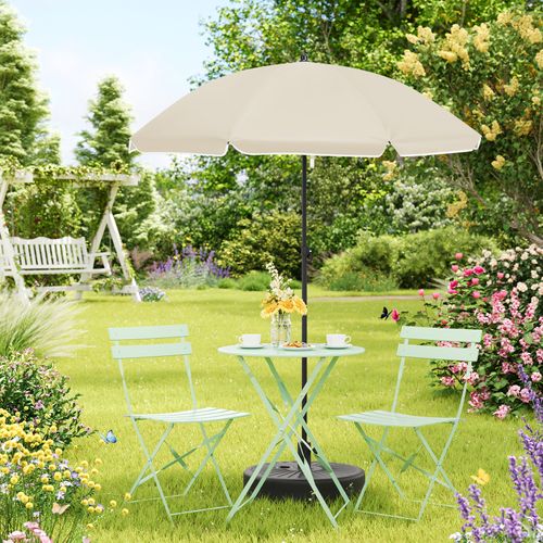 Parasol De Jardin Ø175cm, Imperméable En Tissu Anti-UV à Upf 50+, Inclinable, Beige