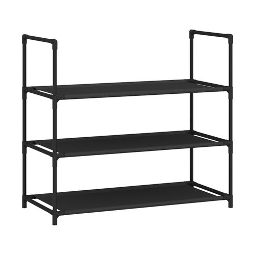 Étagère Chaussures, à 3 Niveaux, Rangement Chaussures, Étroit, Cadre En Métal, 61x28x55cm, Noir