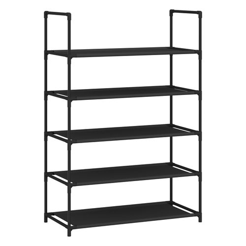 Étagère Chaussures, à 5 Niveaux, Rangement Chaussures, Étroit, Cadre En Métal, 61x28x89cm, Noir