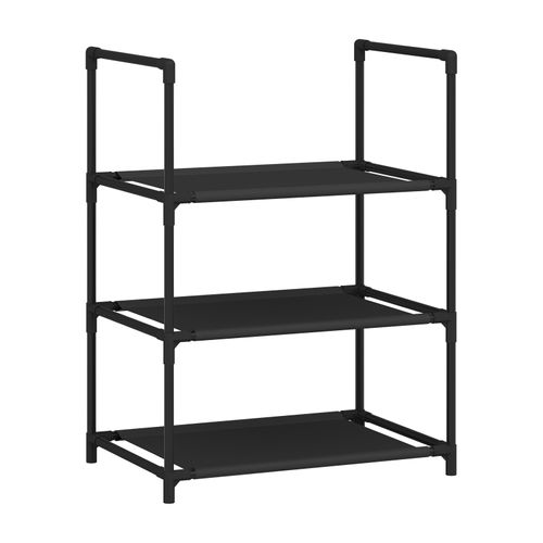 Étagère Chaussures, à 3 Niveaux, Rangement Chaussures, Étroit, Cadre En Métal, 41x28x55cm, Noir