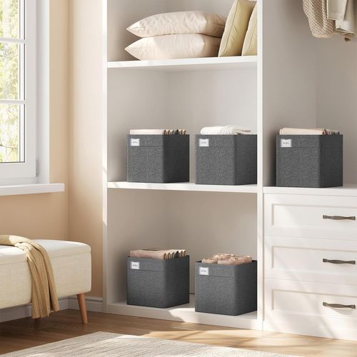 3 Xboîtes De Rangement Pliable,paniers Empilables En Tissu,sans Couvercle,gris Foncé,29,5x29,5x29cm