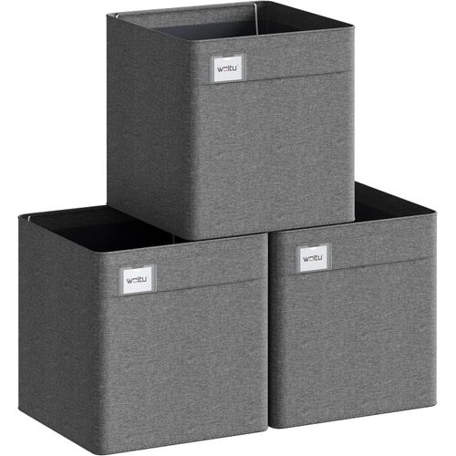 3 Xboîtes De Rangement Pliable,paniers Empilables En Tissu,sans Couvercle,gris Foncé,29,5x29,5x29cm