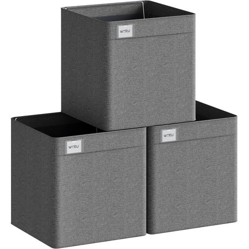 3 Xboîtes De Rangement Pliable,paniers Empilables En Tissu,sans Couvercle,gris Foncé,32,5x32,5x32cm