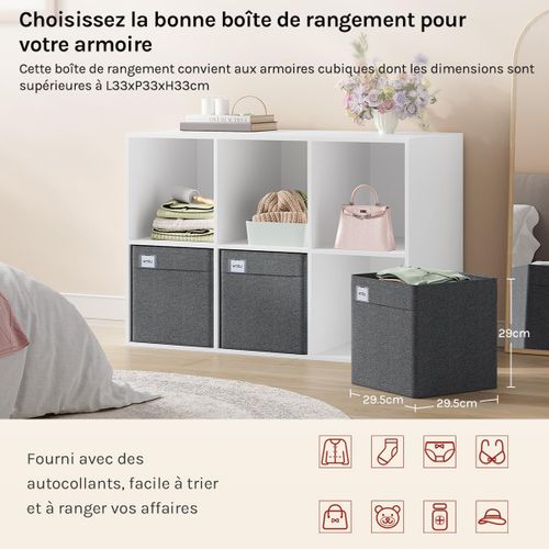 5 Xboîtes De Rangement Pliable,paniers Empilables En Tissu,sans Couvercle,gris Foncé,29,5x29,5x29cm