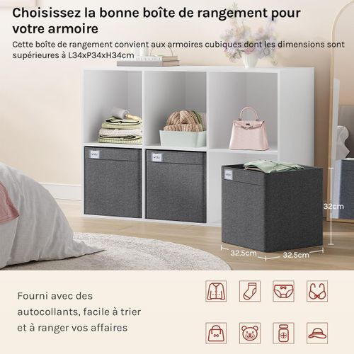 5 Xboîtes De Rangement Pliable,paniers Empilables En Tissu,sans Couvercle,gris Foncé,32,5x32,5x32cm