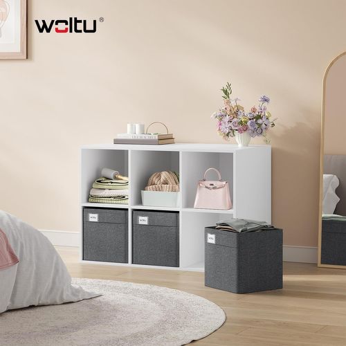 6 Xboîtes De Rangement Pliable,paniers Empilables En Tissu,sans Couvercle,gris Foncé,29,5x29,5x29cm