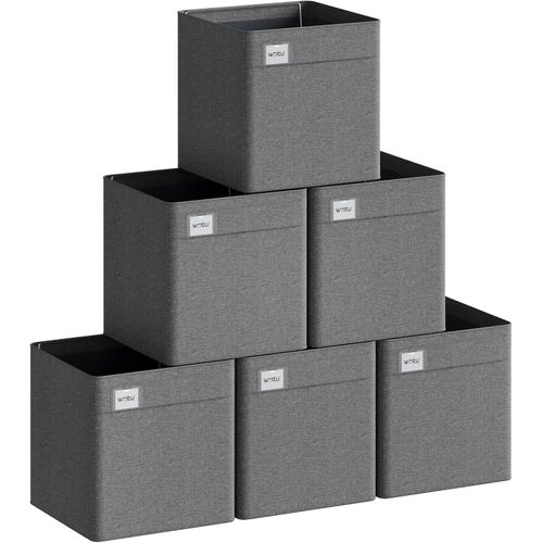 6 Xboîtes De Rangement Pliable,paniers Empilables En Tissu,sans Couvercle,gris Foncé,29,5x29,5x29cm
