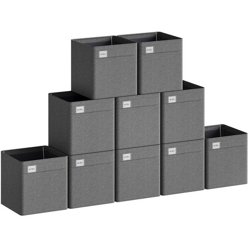 10xboîtes De Rangement Pliable,paniers Empilables En Tissu,sans Couvercle,gris Foncé,29,5x29,5x29cm