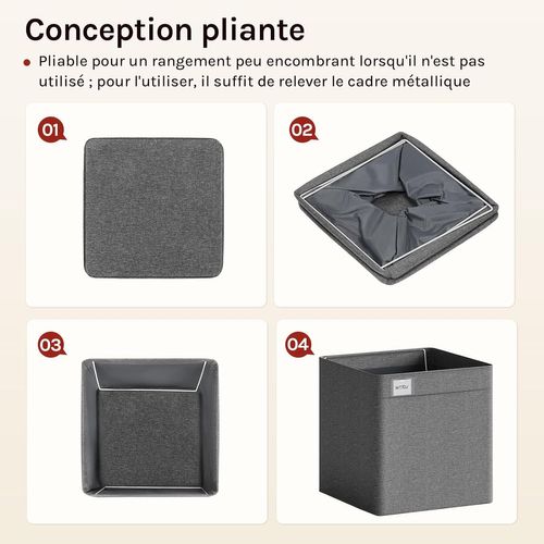 10xboîtes De Rangement Pliable,paniers Empilables En Tissu,sans Couvercle,gris Foncé,29,5x29,5x29cm