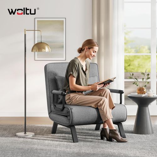 Canapé-lit 3 En 1,fauteuil Avec Dossier Réglable En 5 Positions,coussin Amovible,80x74x82cm,gris