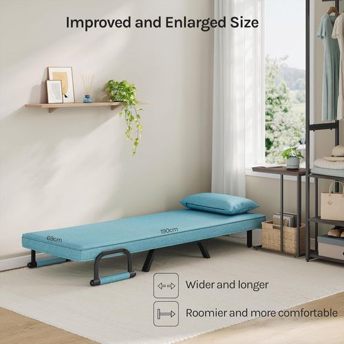 Canapé-lit 3 En 1,fauteuil Avec Dossier Réglable En 5 Positions,coussin Amovible,80x74x82cm,bleu