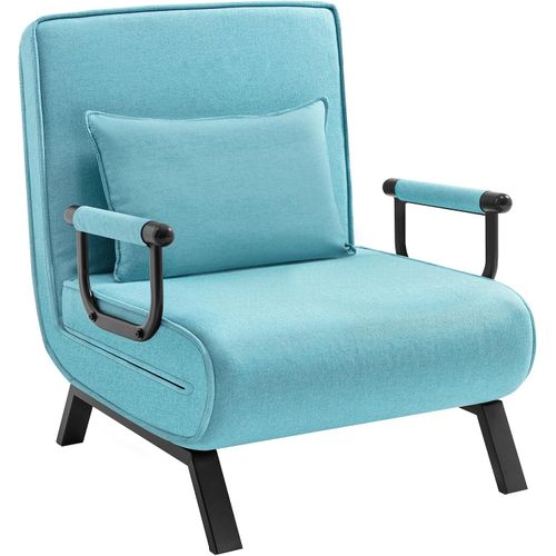 Canapé-lit 3 En 1,fauteuil Avec Dossier Réglable En 5 Positions,coussin Amovible,80x74x82cm,bleu