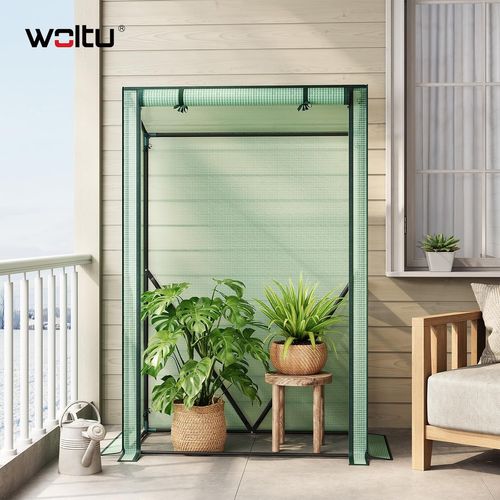 Serre De Jardin, Bâche En Pe, En Forme Tipi, Cadre En Acier, 100x50x150/132cm, Porte Zippée, Vert