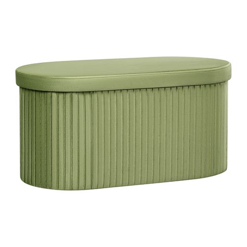 Banc De Rangement, 76l, Tabouret Pouf Pliable, Couvercle Amovible, En Velours, 76x38x38cm, Vert