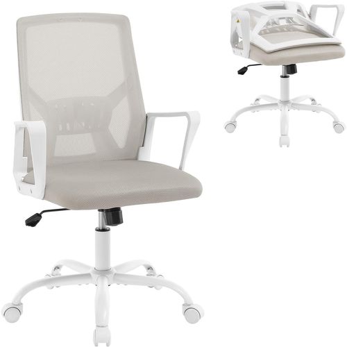 Chaise De Bureau Pivotante, Avec Dossier Rabattable En Maille Haute Élasticité, Gris