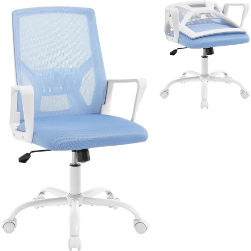 Chaise De Bureau Pivotante,hauteur Réglable,avec Dossier Rabattable En Maille Haute Élasticité,bleu