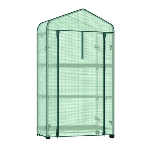 Serre De Jardin Avec Roulettes,70x50x131cm,Bâche Protection En PE 140g/m²,Porte Zippée Enroulable