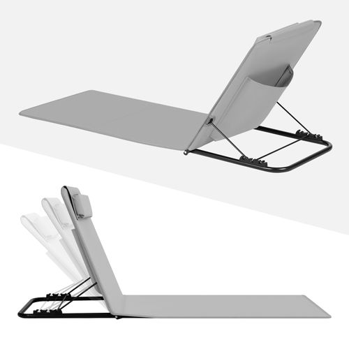 2 X Bain De Soleil, Chaise Longue Pliable, Dossier Inclinable, Avec Oreiller,48x132x54cm,Gris Clair