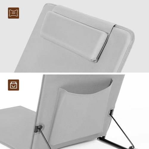 2 X Bain De Soleil, Chaise Longue Pliable, Dossier Inclinable, Avec Oreiller,48x132x54cm,Gris Clair