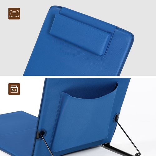 2 X Bain De Soleil, Chaise Longue Pliable, Dossier Inclinable, Avec Oreiller, 48x132x54 Cm, Bleu