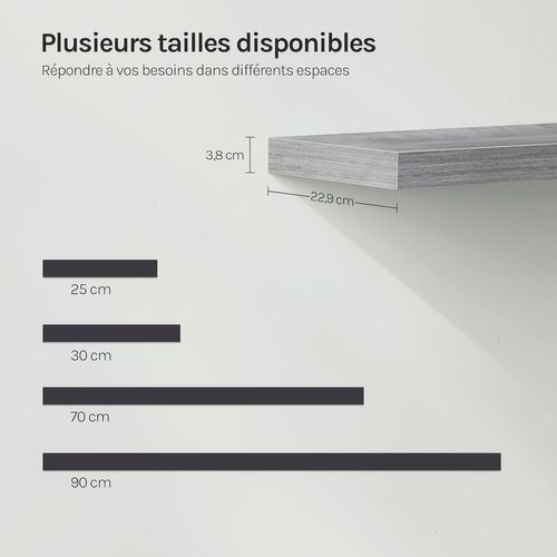 Lot De 2 Étagère Murale,Étagère Flottante De CD,Pour Cuisine,Salle De Bain 30x22.9x3.8cm,Gris Chêne