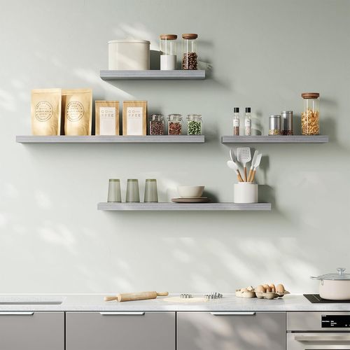 Lot De 3 Étagère Murale,étagère Flottante De Cd,pour Cuisine,salle De Bain 70x22.9x3.8cm,gris Chêne
