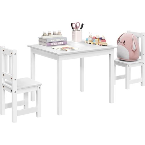 Ensemble De Table Et Chaises Pour Enfants, Avec Dossier, En Mdf, 60x50x48,5cm, Blanc