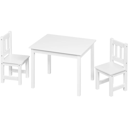 Ensemble De Table Et Chaises Pour Enfants, Avec Dossier, En Mdf, 60x50x48,5cm, Blanc