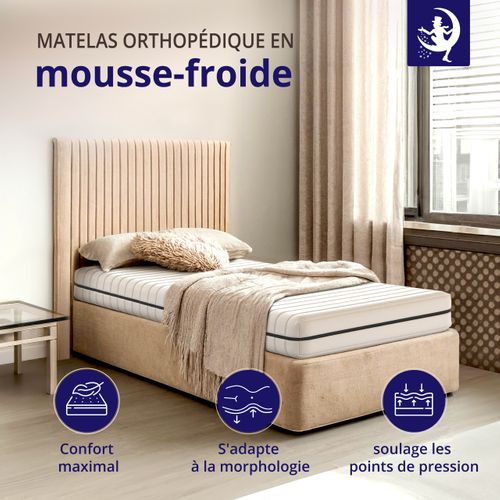 Matelas 160x200 Ressorts Ensachés 7 Zones H3 - Housse Amovible Lavable, Certifié Oeko-Tex, Fabriqué En Europe
