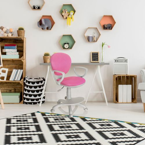Chaise Pivotante Pour Des Enfants Kid Colour G1 Tissu Rose/gris Accoudoirs Compris