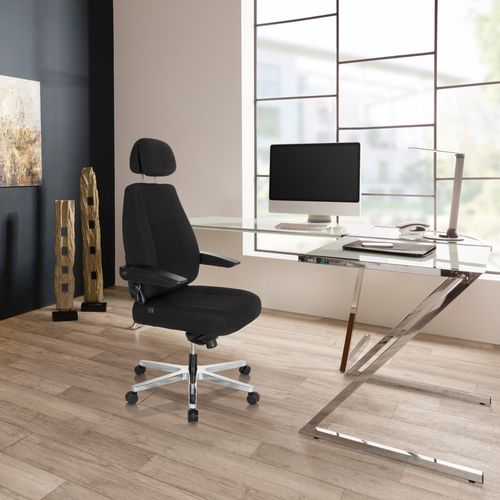 Fauteuil De Bureau 24 Hours I Tissu Noir Avec Accoudoirs Rabattables