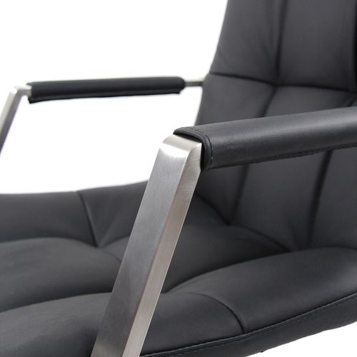 Chaise De Bureau Saranto Pro Cuir Noir Accoudoirs Compris