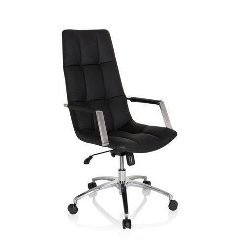 Chaise De Bureau Saranto Pro Cuir Noir Accoudoirs Compris