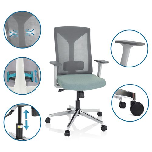 Fauteuil De Bureau Halifax Tissu / Tissu Maille Menthe Accoudoirs Compris