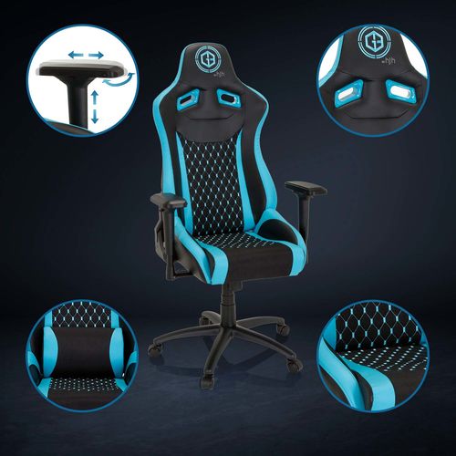 Fauteuil Gamer Gamebreaker Sx 04 Tissu, Cuir Synthétique Noir/turquoise Accoudoirs Compris