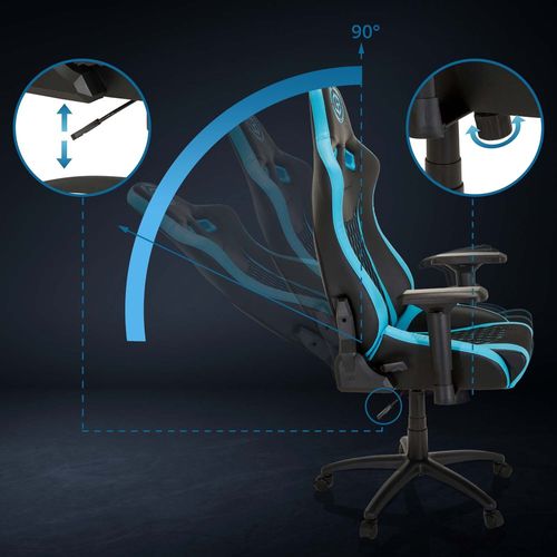 Fauteuil Gamer Gamebreaker Sx 04 Tissu, Cuir Synthétique Noir/turquoise Accoudoirs Compris