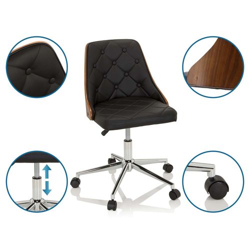 Chaise De Bureau Cenca Simili Noir Sans Accoudoirs
