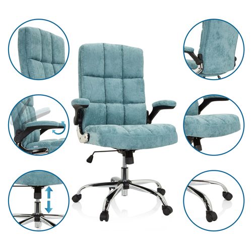 Chaise De Bureau Relax Wd 100 Tissu Menthe Avec Accoudoirs Rabattables