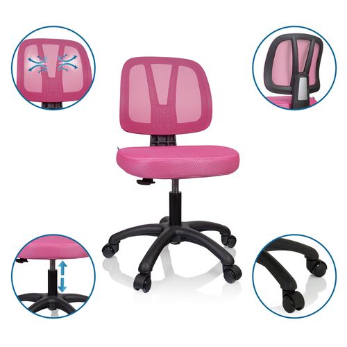 Chaise Pivotante Pour Des Enfants Kid Yu 200 Tissu Maille Rose