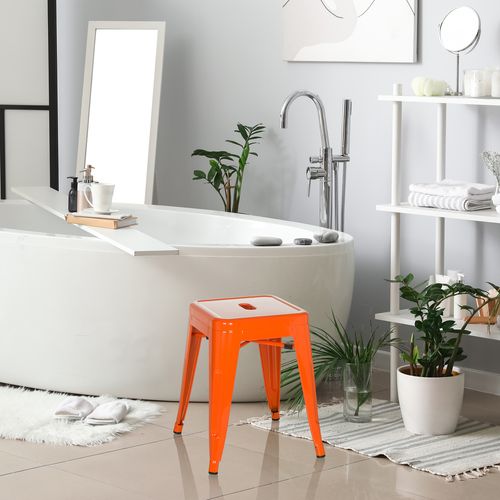 Tabouret De Bistrot Vantaggio Métal Orange Sans Accoudoirs