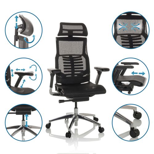 Fauteuil De Bureau Pofit Gen2 Tissu Maille Noir Accoudoirs Compris