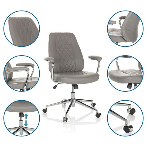 Chaise De Bureau Theo I Simili Gris Accoudoirs Fournis, Surface Toucher Doux "softpad"