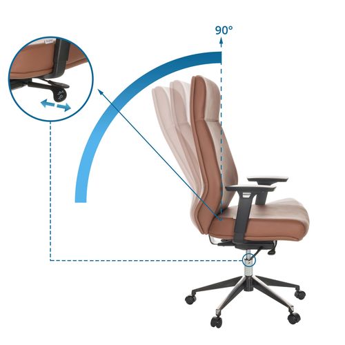 Fauteuil De Bureau Vitoro Eco Simili Marron Avec Accoudoirs (réglables En Hauteur)